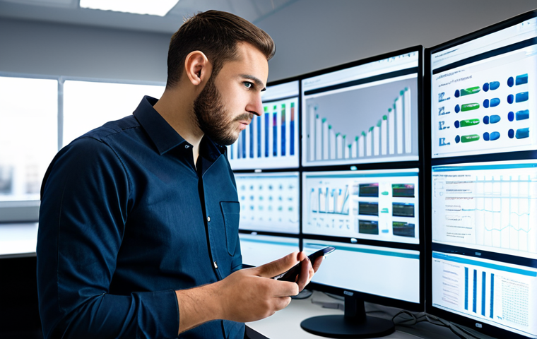 A focused professional software engineer, male, in a modern, brightly lit tech office environment. He is wearing a modest, dark professional business shirt and neat trousers, fully clothed, appropriate attire. He stands in front of multiple large monitors displaying complex CI/CD pipeline diagrams, clean code, and server status dashboards, illustrating the seamless integration of development and operations. The background features subtle elements of modern office design and perhaps a server rack visible through a glass partition. He has perfect anatomy, correct proportions, well-formed hands, proper finger count, and a natural pose, looking at the screens with a thoughtful, analytical expression. High-resolution professional photography, sharp focus, studio lighting, appropriate content, safe for work, professional.