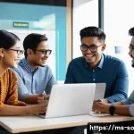 Home 19 CI CD 파이프라인의 단계별 체크리스트 - A modern office environment showing a diverse Malay software development team collaborating around a...