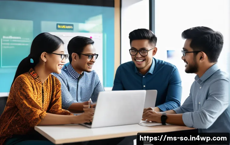 CI CD 파이프라인의 단계별 체크리스트 - A modern office environment showing a diverse Malay software development team collaborating around a...